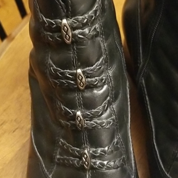 🍒Black leather ankle boots 💚 - Picture 3 of 9